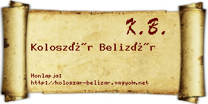 Koloszár Belizár névjegykártya